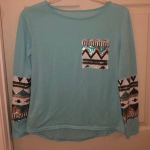 Long sleeve sequin shirt